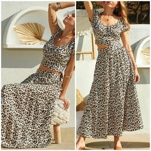 #10 SHORT SLEEVE TOP & MAXI SKIRT ANIMAL PRINT SET